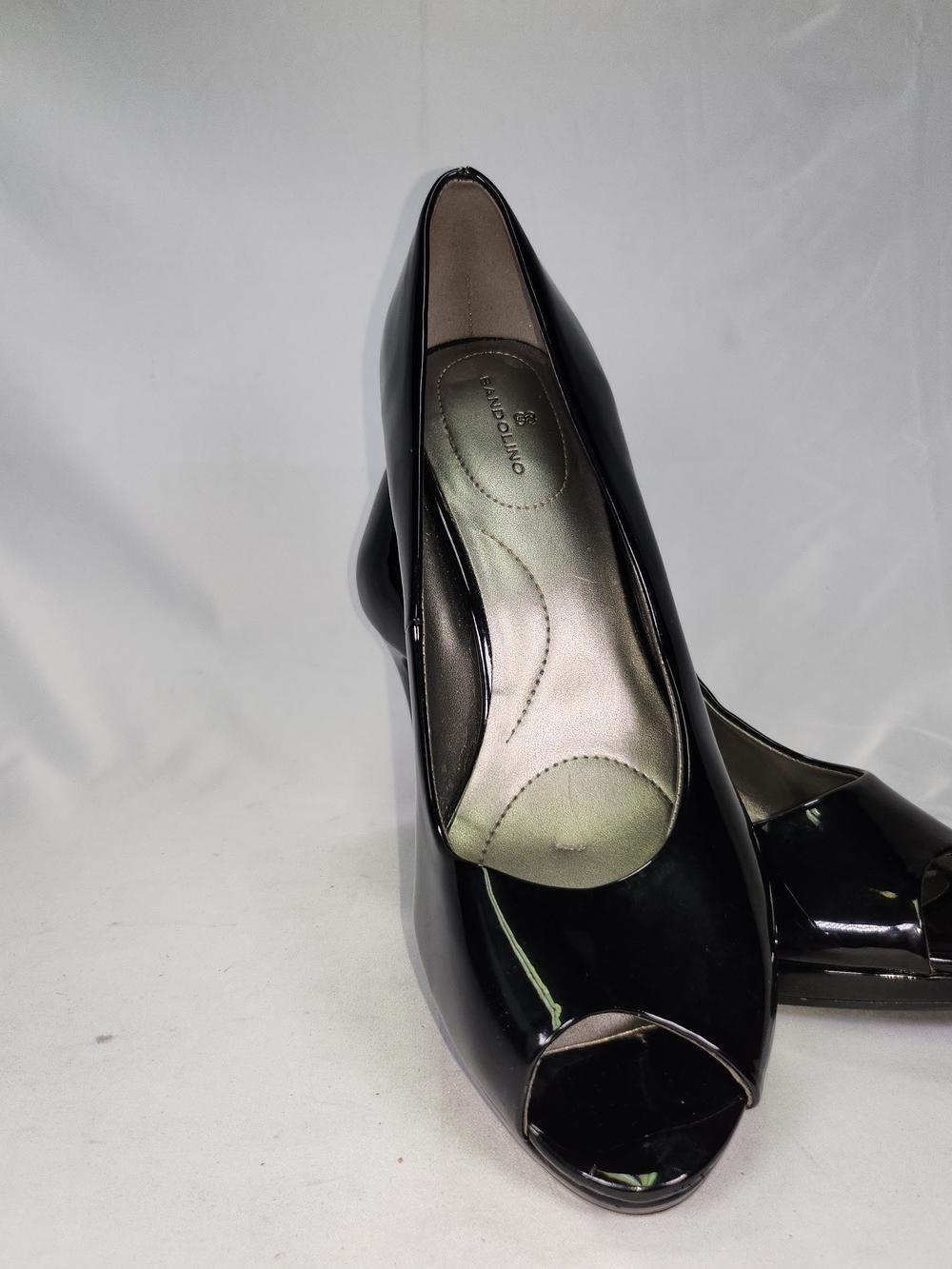 Bandolino Black Patent Peep-Toe Heels